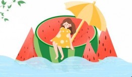 可爱的亲子吃瓜